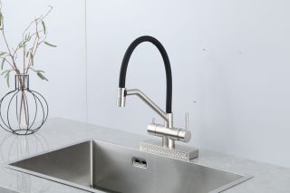 Смеситель для кухни Gappo G4098-5 с водопадом и гибким изливом сатин